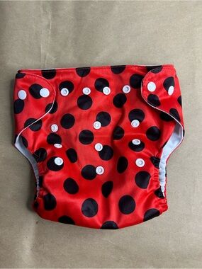 5 for $25🔥Happy Flute Red & Black Polka Dot Adjustable Cloth Diaper